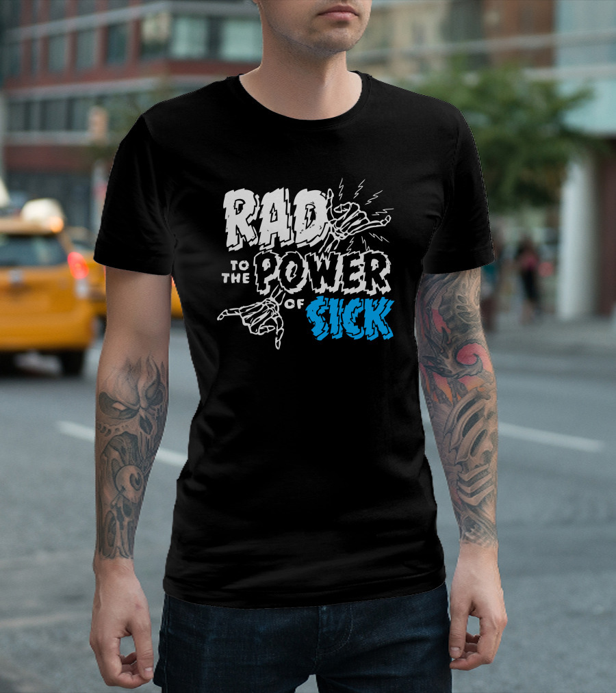 RAD TO THE POWER OF SICK Skeleton Hand Gesture T-Shirt
