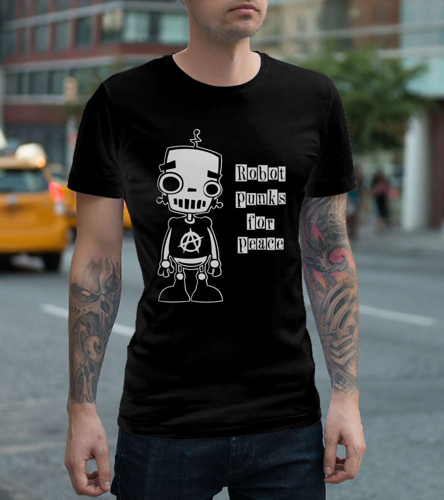 Robot Punks For Peace Anarchy Symbol Robot T-Shirt