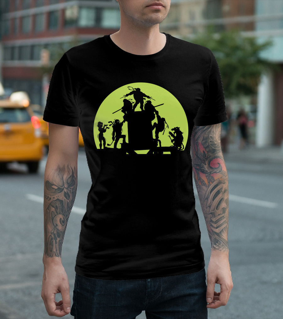 Run For It Mikey Ninja Shadows Moon Tower T-Shirt