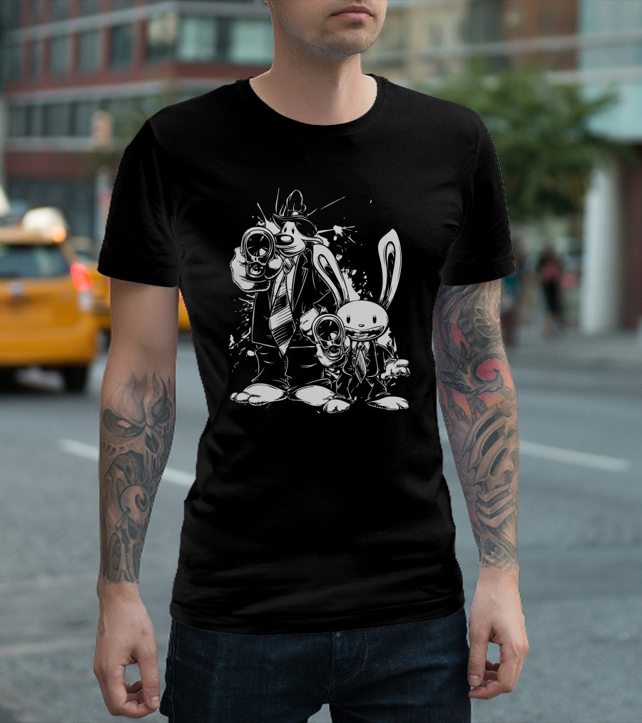 Sam And Max Meet Pulp Fiction Iconic Duo Crossover T-Shirt