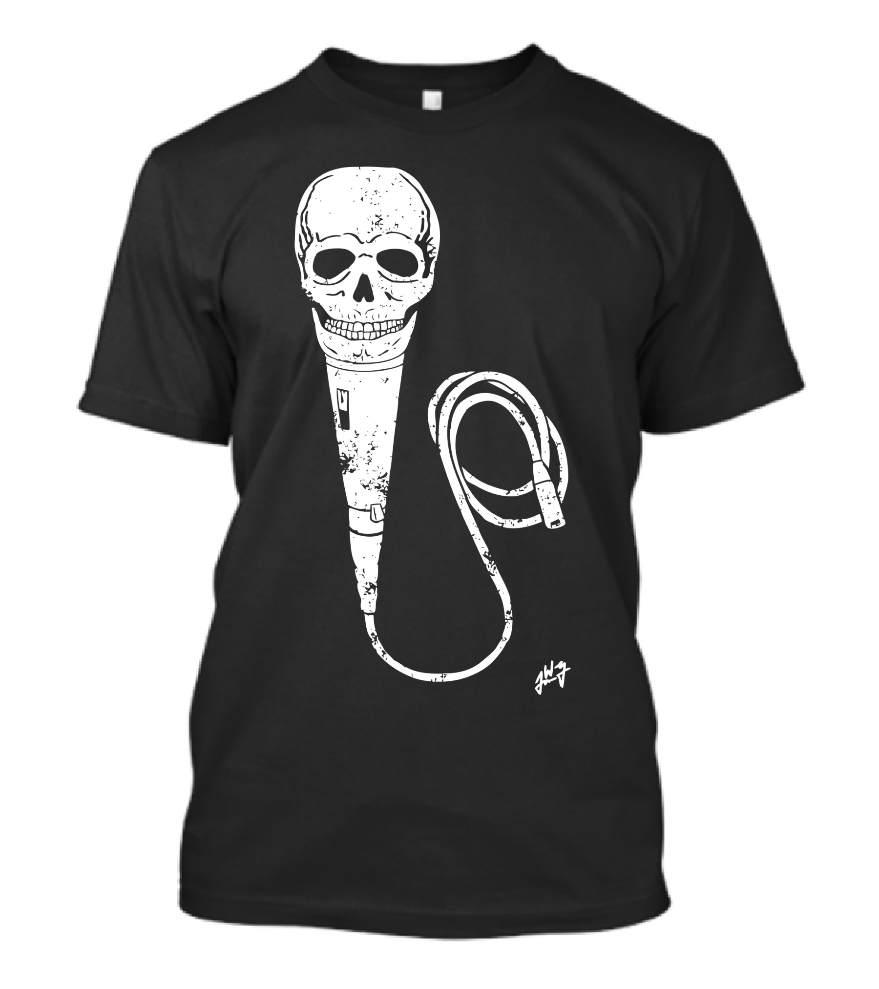 Skull Microphone Illustration With Cable T-Shirt