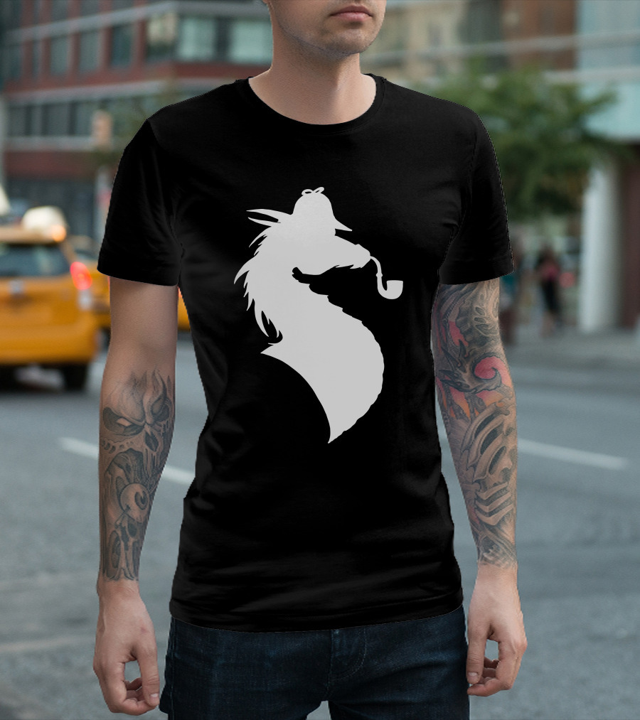 Smauglock Dragon Detective Silhouette with Sherlock Pipe T-Shirt