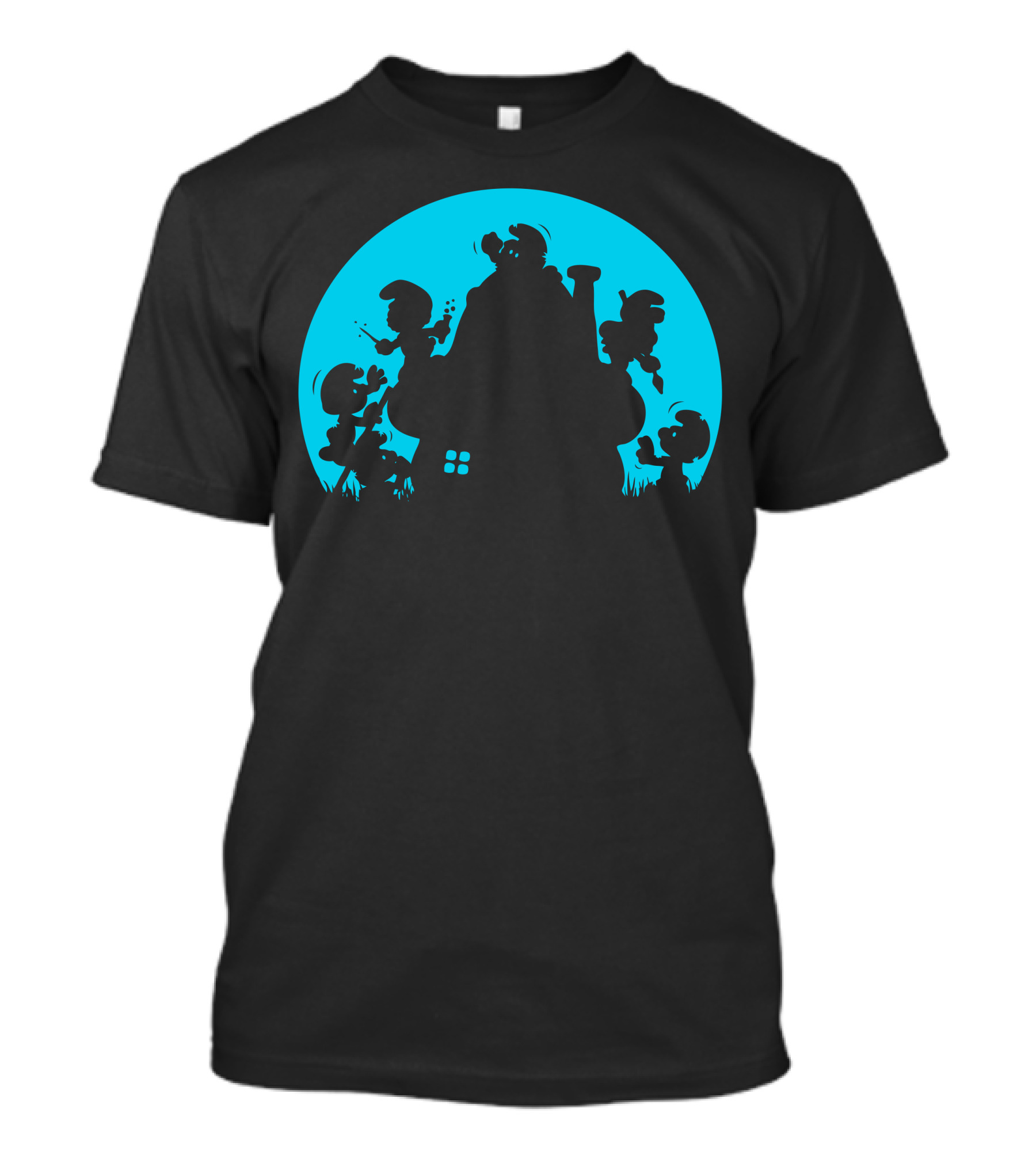 Smurf For Your Life Silhouette Moon House Scene T-Shirt