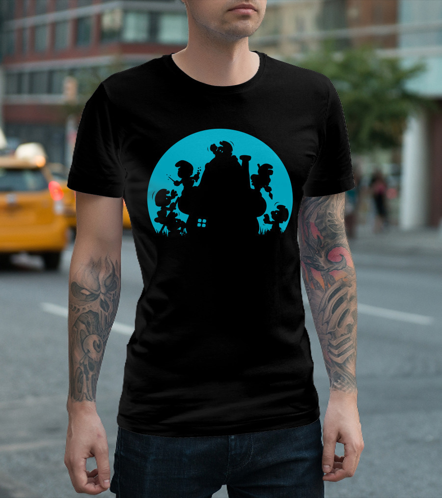 Smurf For Your Life Silhouette Moon House Scene T-Shirt