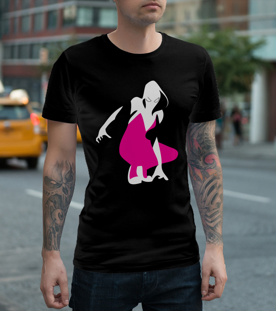 Spider Gwen Pink Crouching Silhouette Marvel Comics T-Shirt
