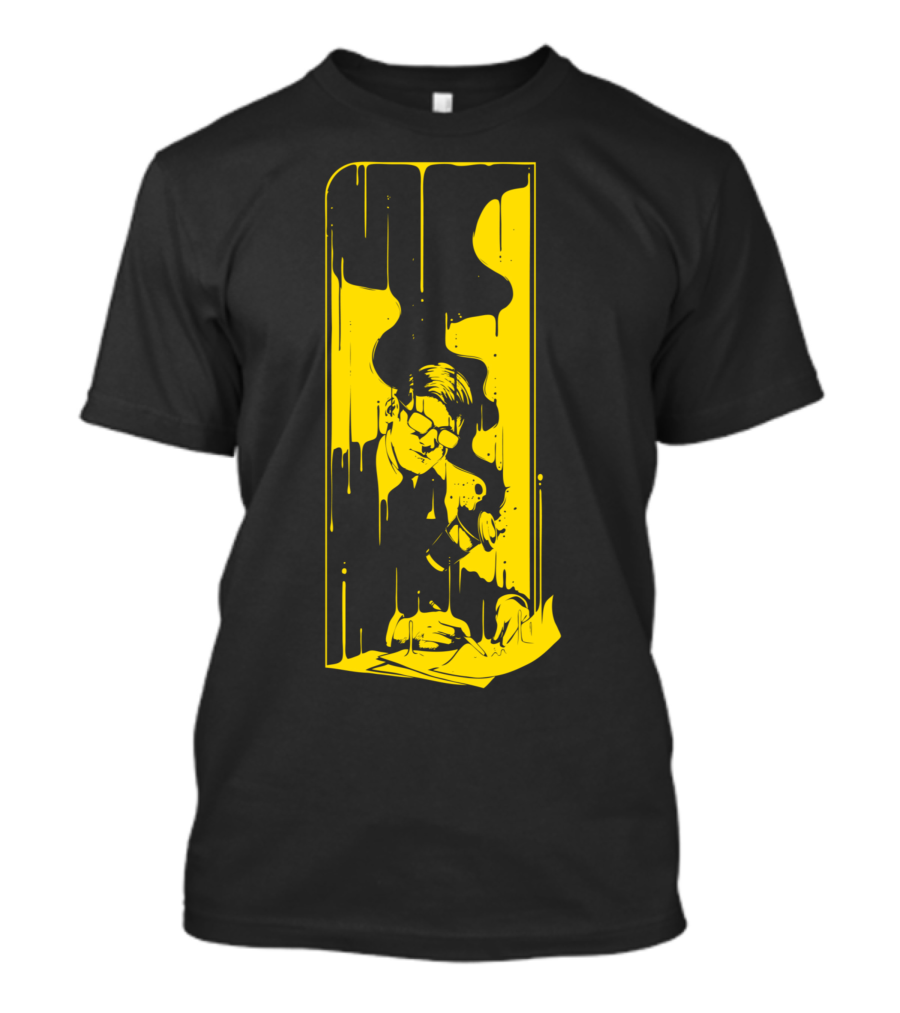 Spilled Ink Writer Sketch Yellow Drip Artistry T-Shirt