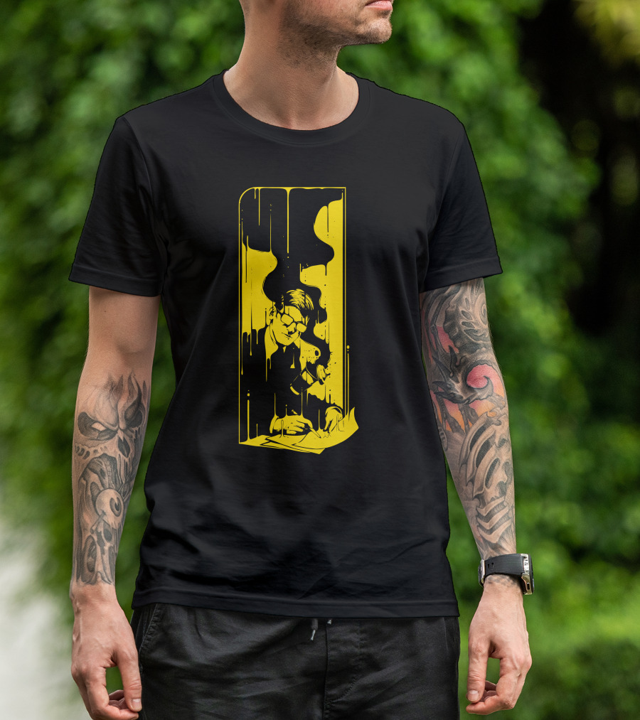 Spilled Ink Writer Sketch Yellow Drip Artistry T-Shirt