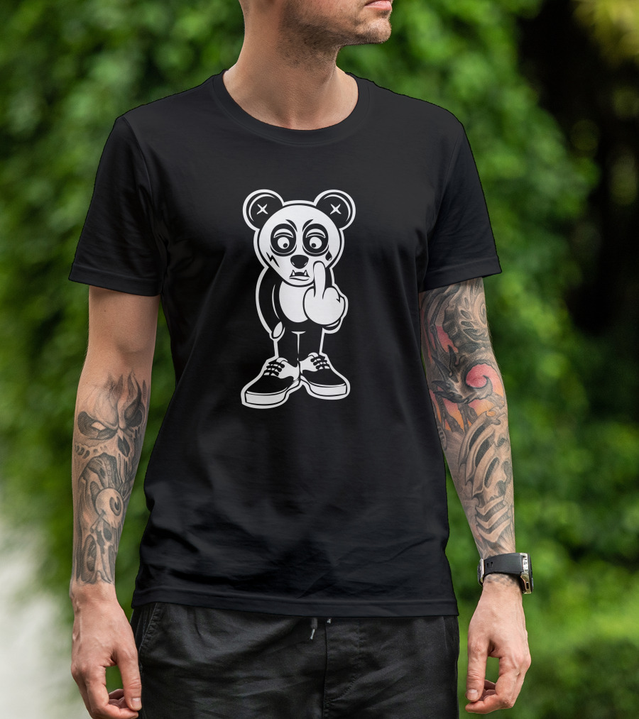 Suck Panda With Attitude And Middle Finger Gesture T-Shirt