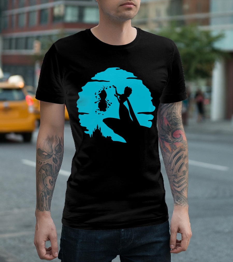 The Freezing Elsa and Olaf Silhouette Magic Scene T-Shirt