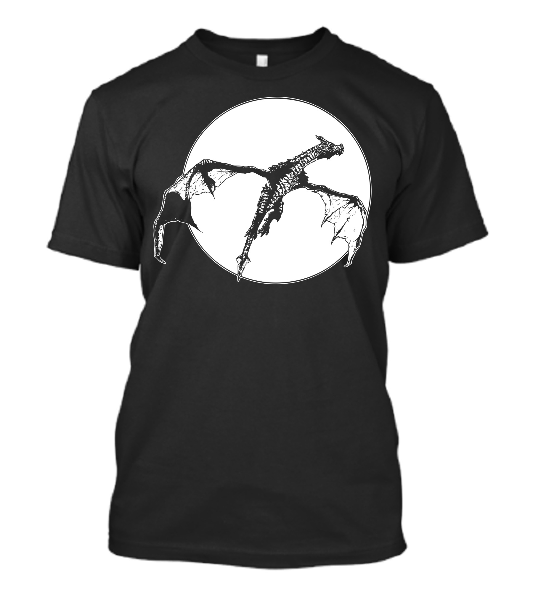 There Be Dragons Flying Against Full Moon T-Shirt