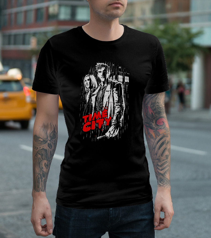 TIME CITY POLICE BOX RAINY NIGHT SCENE T-Shirt