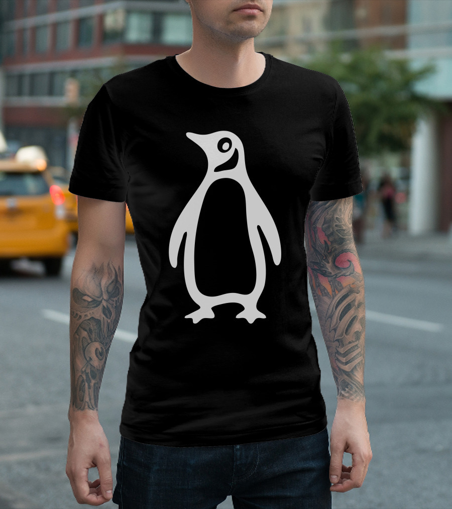 White Penguin Simplistic Outline Icon T-Shirt