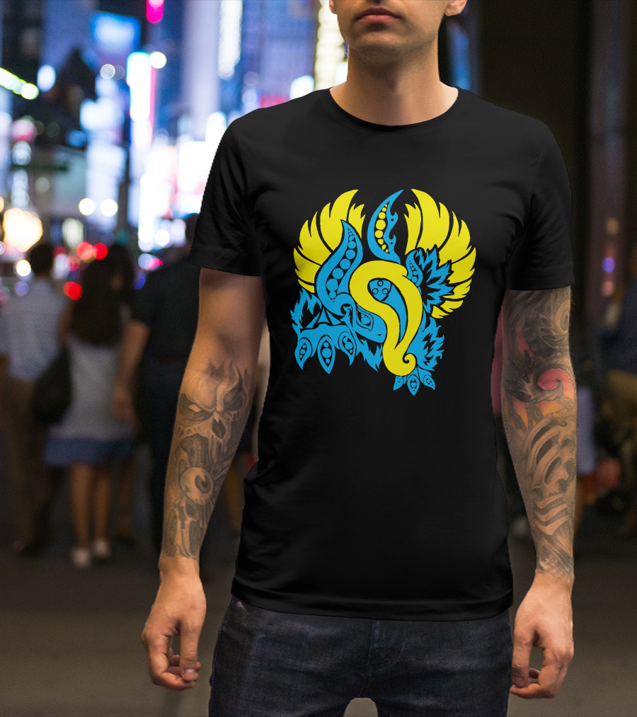 Yin And Yang Evolved Blue And Yellow Winged Abstract Elements T-Shirt