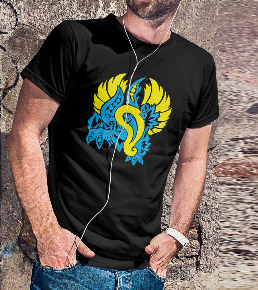 Yin And Yang Evolved Blue And Yellow Winged Abstract Elements T-Shirt