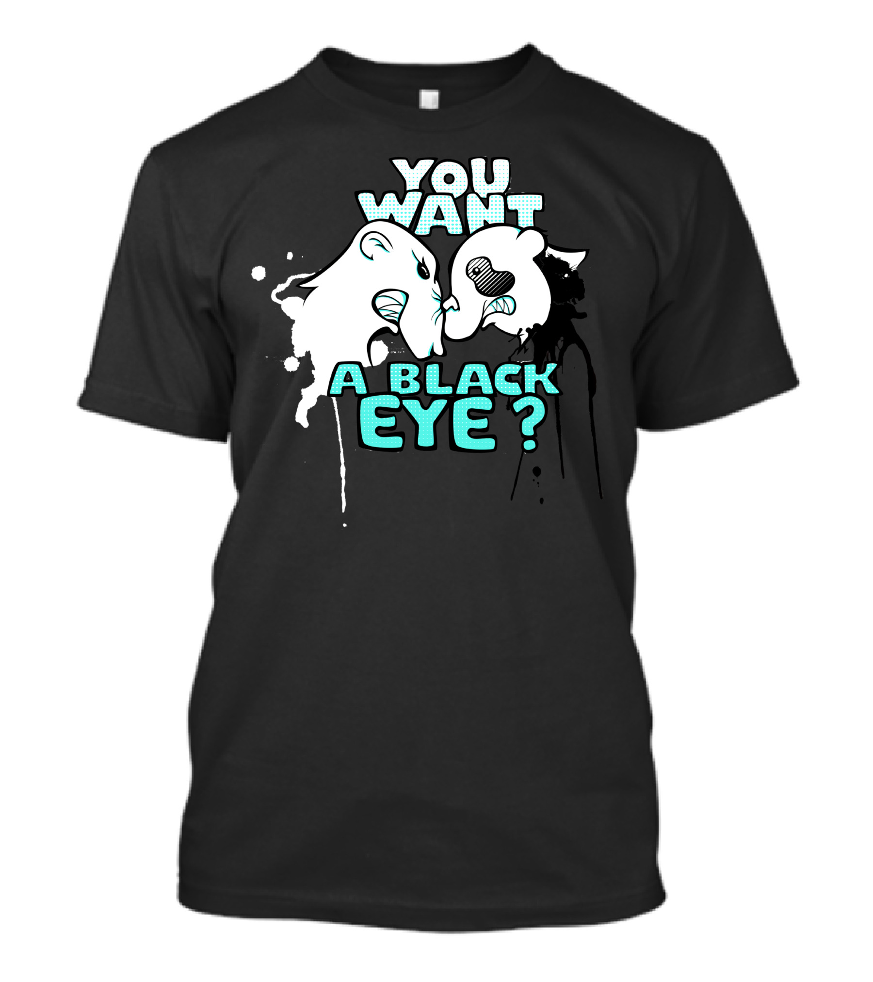 YOU WANT A BLACK EYE Boxing Panda And Bear Confrontation T-Shirt