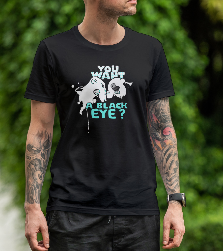 YOU WANT A BLACK EYE Boxing Panda And Bear Confrontation T-Shirt