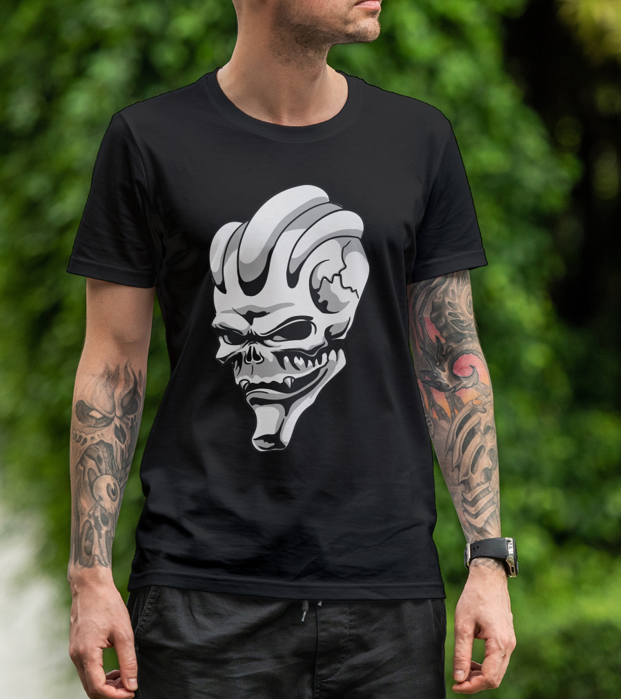 Alien Skull Artwork Illustration Demon Head T-Shirt
