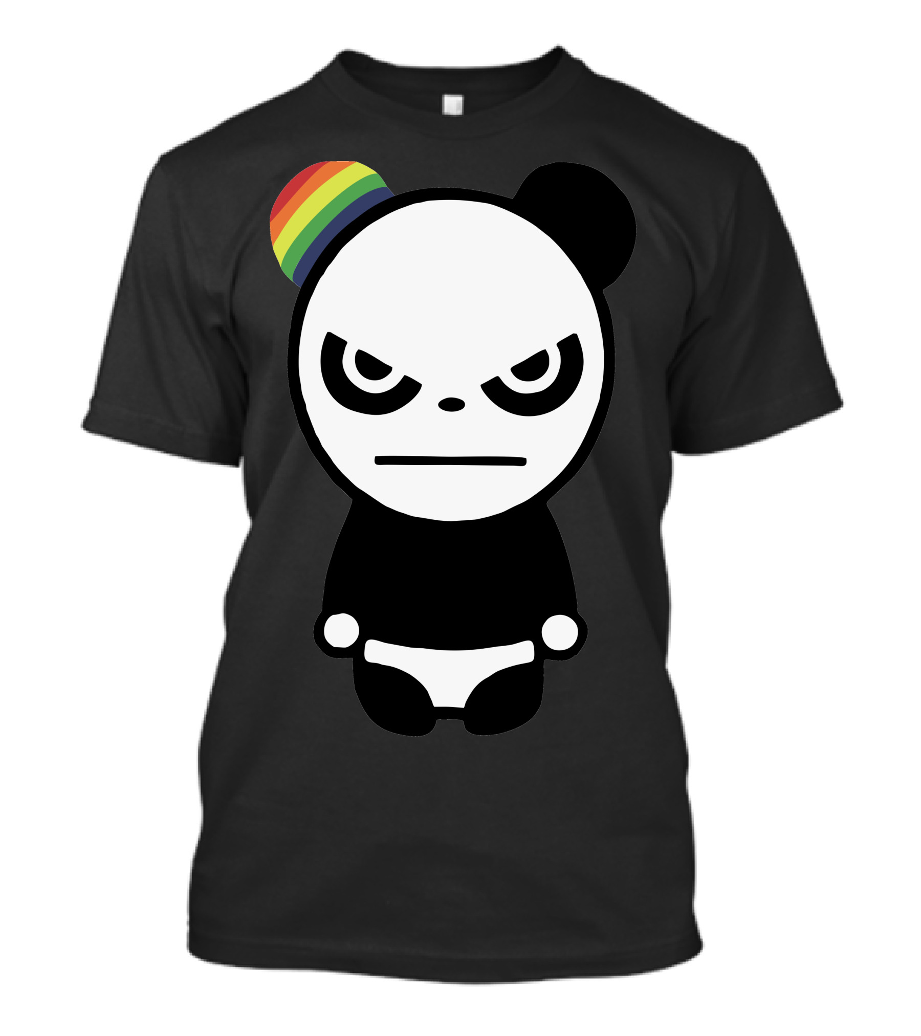 Angry Panda With Rainbow Ear T-Shirt