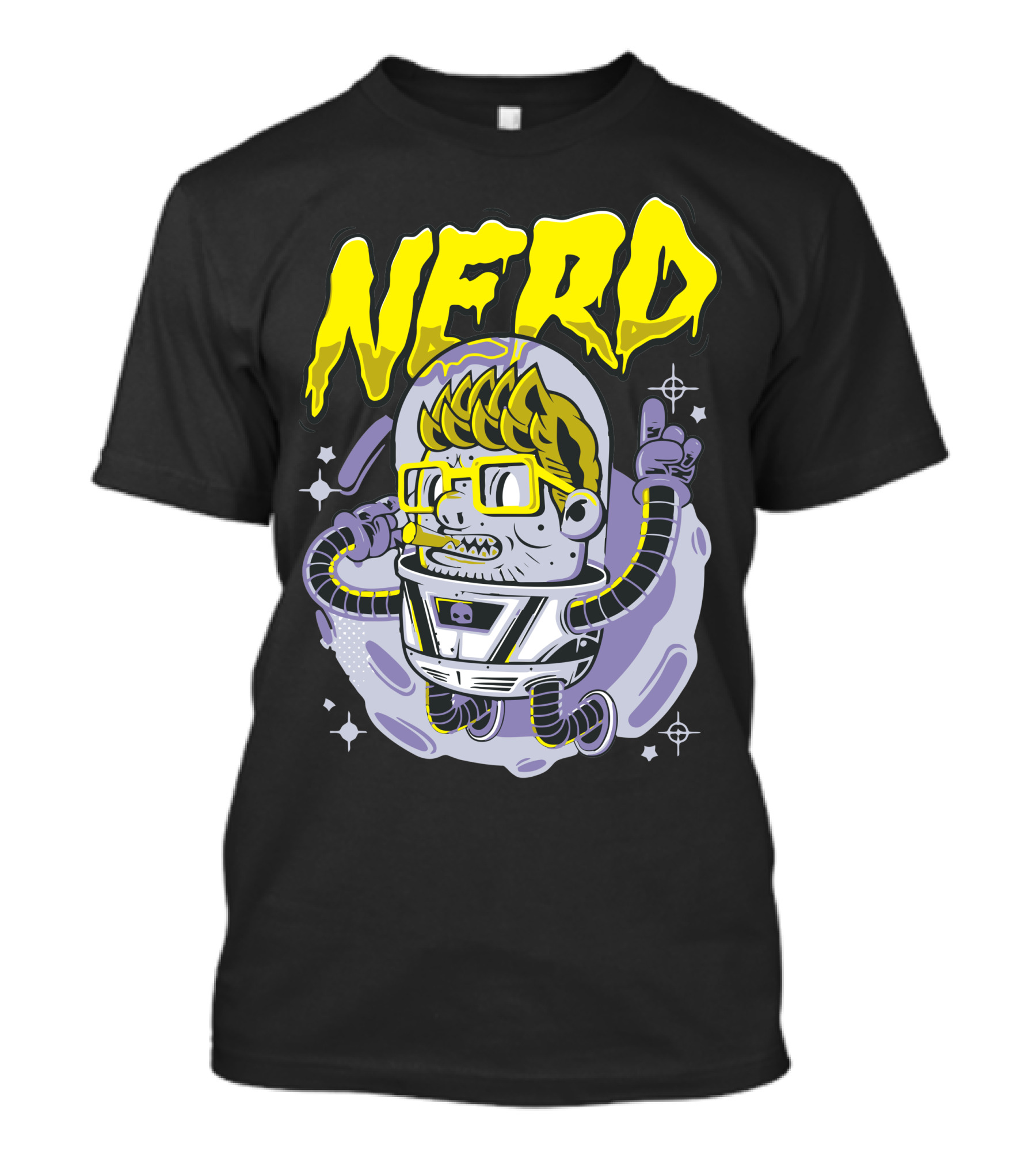 Nerd Astronaute Floating Cartoon T-Shirt