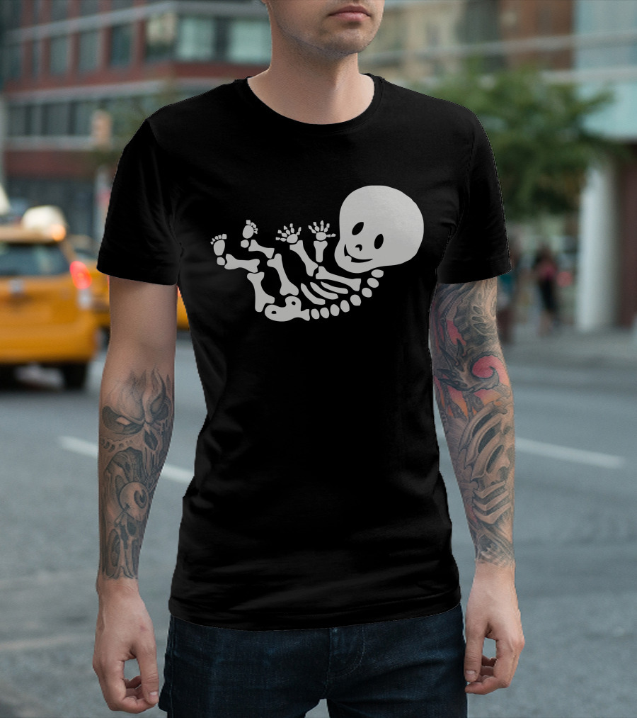Baby Gothic Skeleton Fetus Halloween T-Shirt