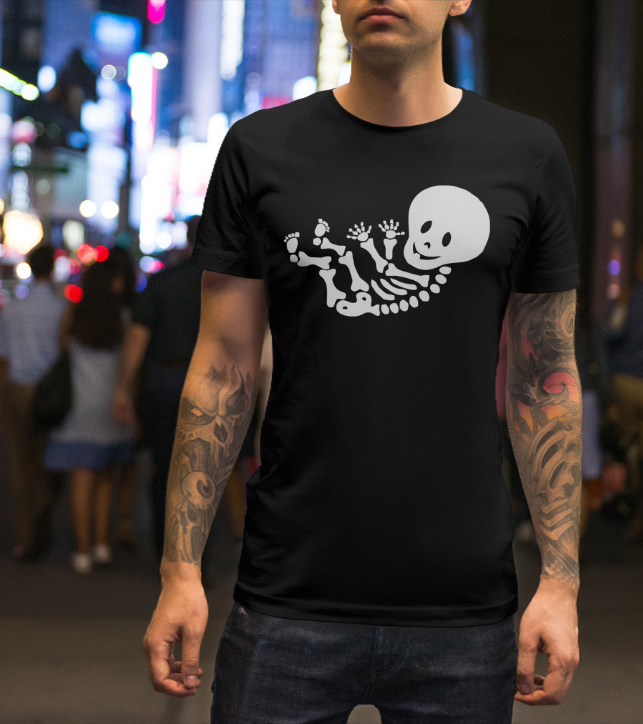 Baby Gothic Skeleton Fetus Halloween T-Shirt