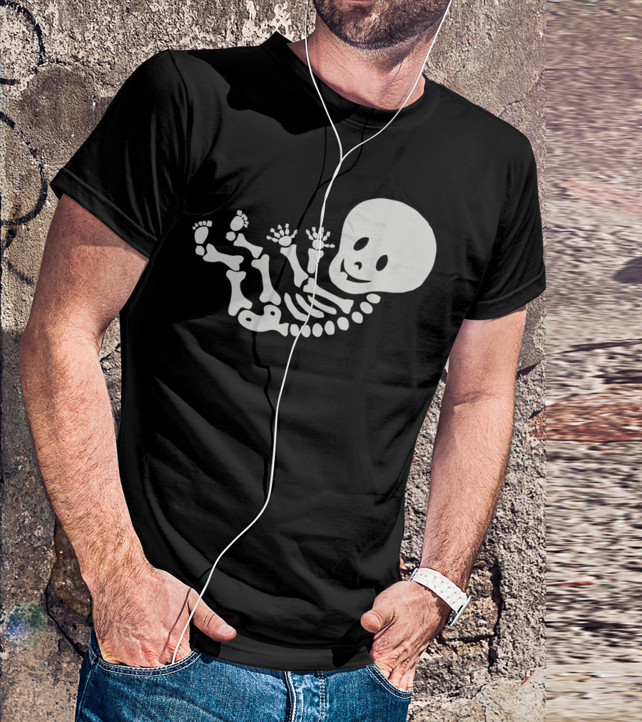 Baby Gothic Skeleton Fetus Halloween T-Shirt
