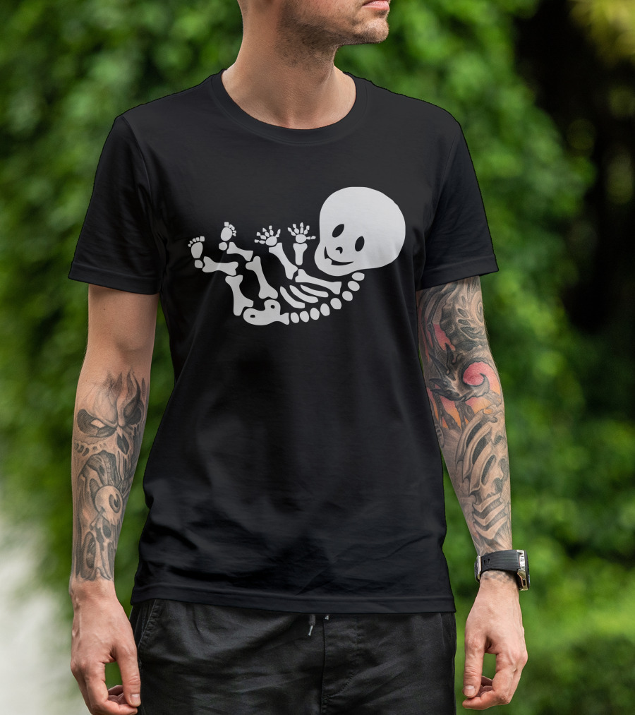 Baby Gothic Skeleton Fetus Halloween T-Shirt