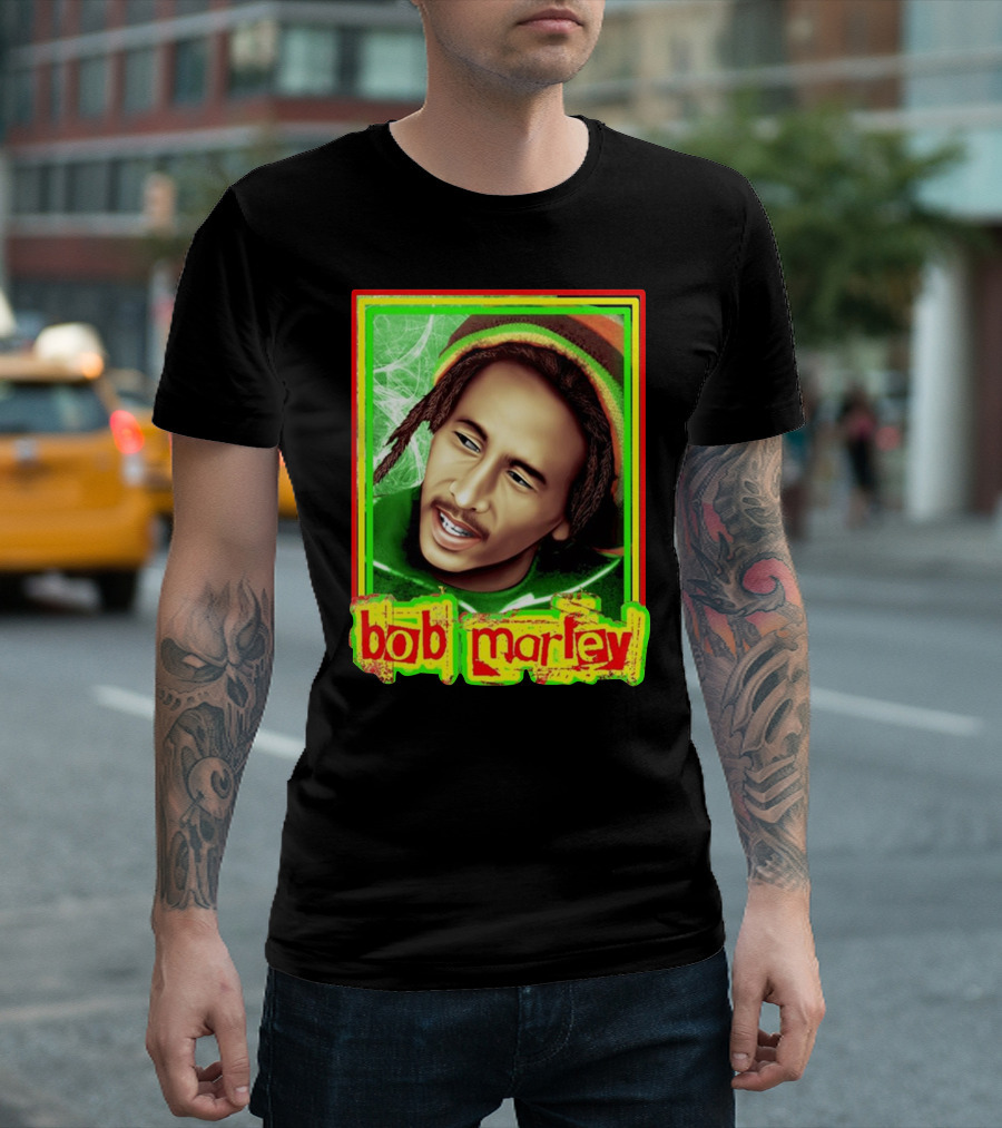 Bob Marley RastaReggae Vibrant Portrait Rasta Colors T-Shirt