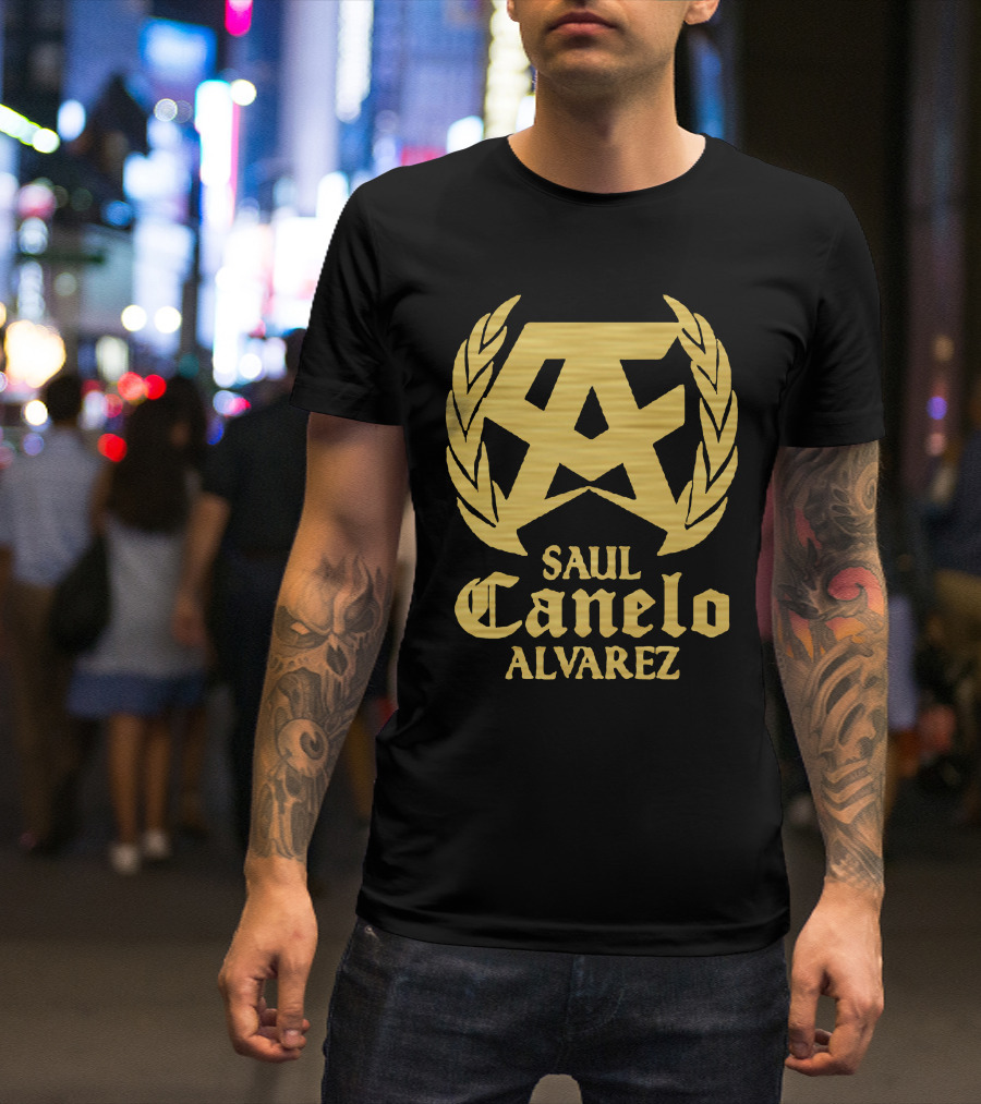 Saul Canelo Alvarez Gold Emblem Boxing Champion T-Shirt