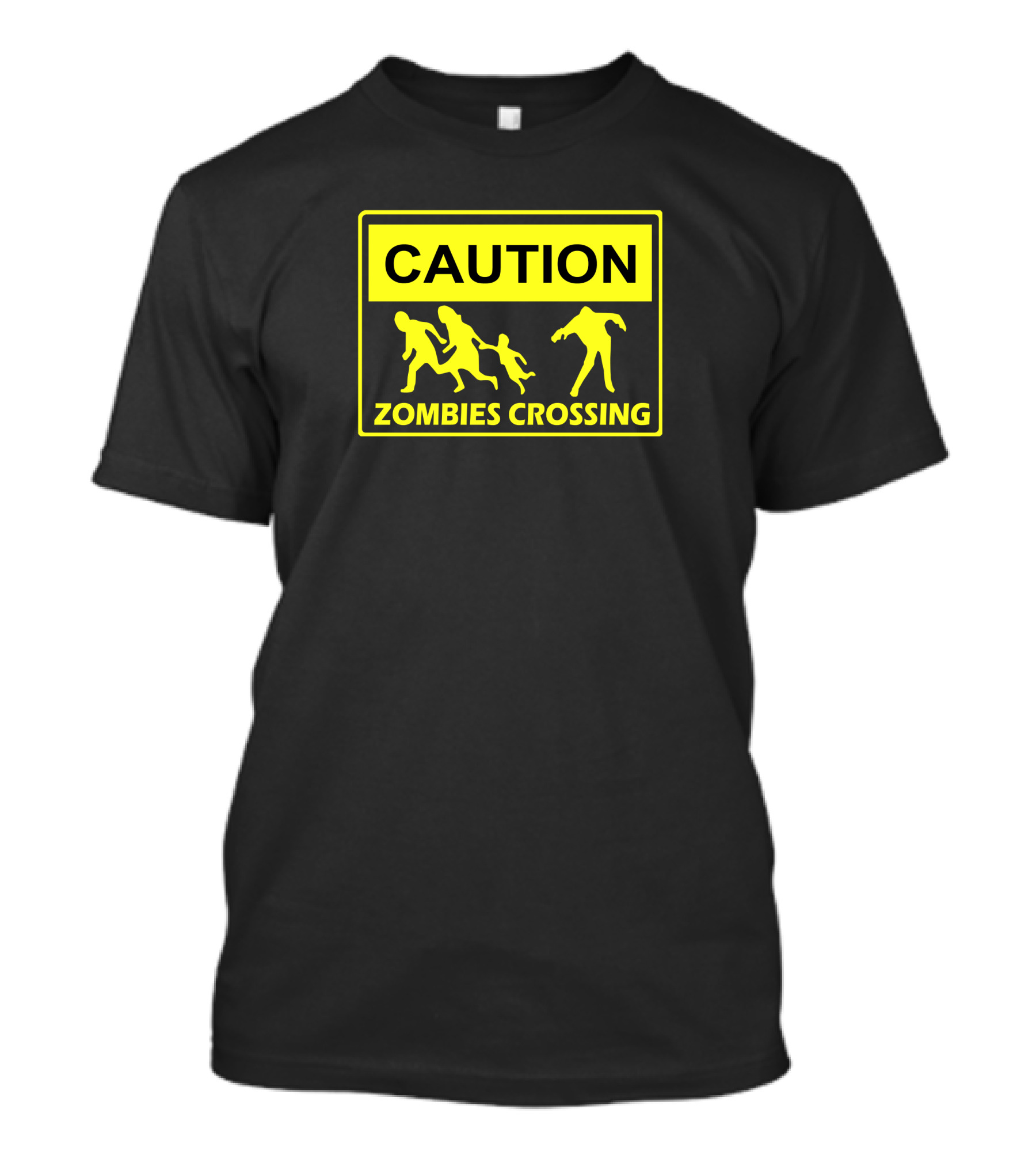 Caution Zombies Crossing X Large Funny Walking Brains Awesome Warning Sign T-Shirt