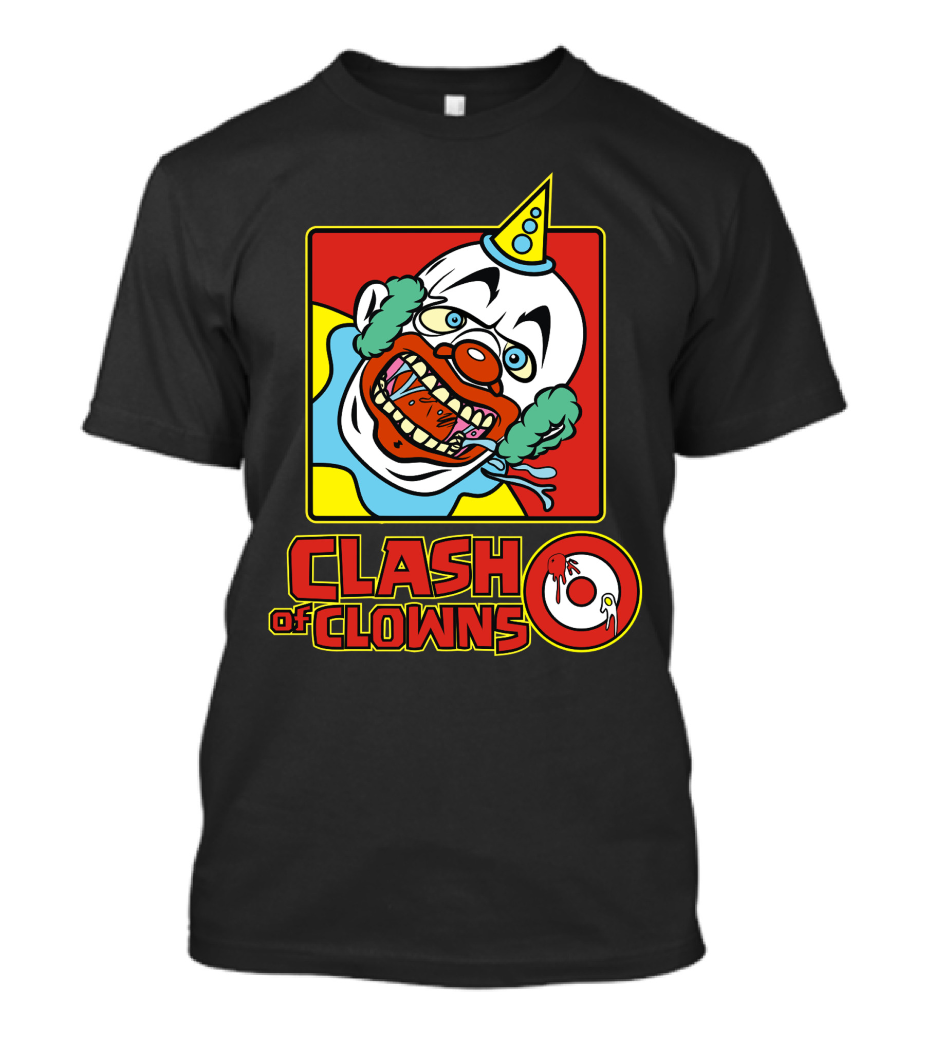 Clash Of Clowns Crazy Cartoon Clown Face With Hat And Red Lips T-Shirt