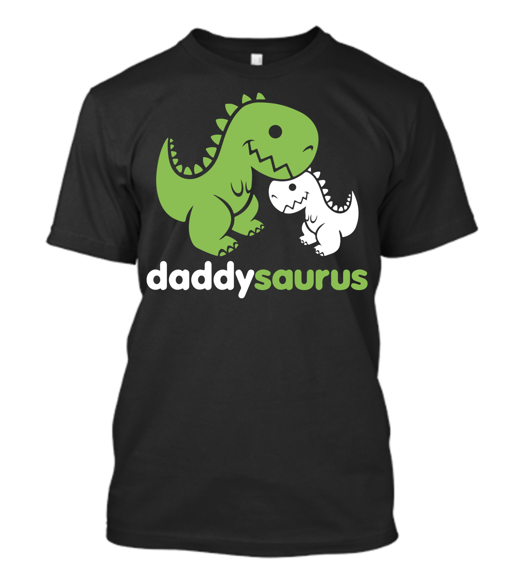 Daddysaurus Dinosaur Dino Cute Green T-Rex With Baby Dinosaur T-Shirt