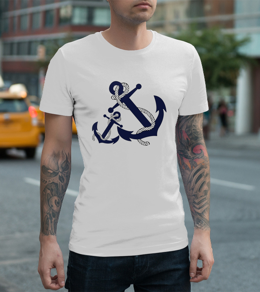 Double Anchor Nautical Rope Emblem T-Shirt