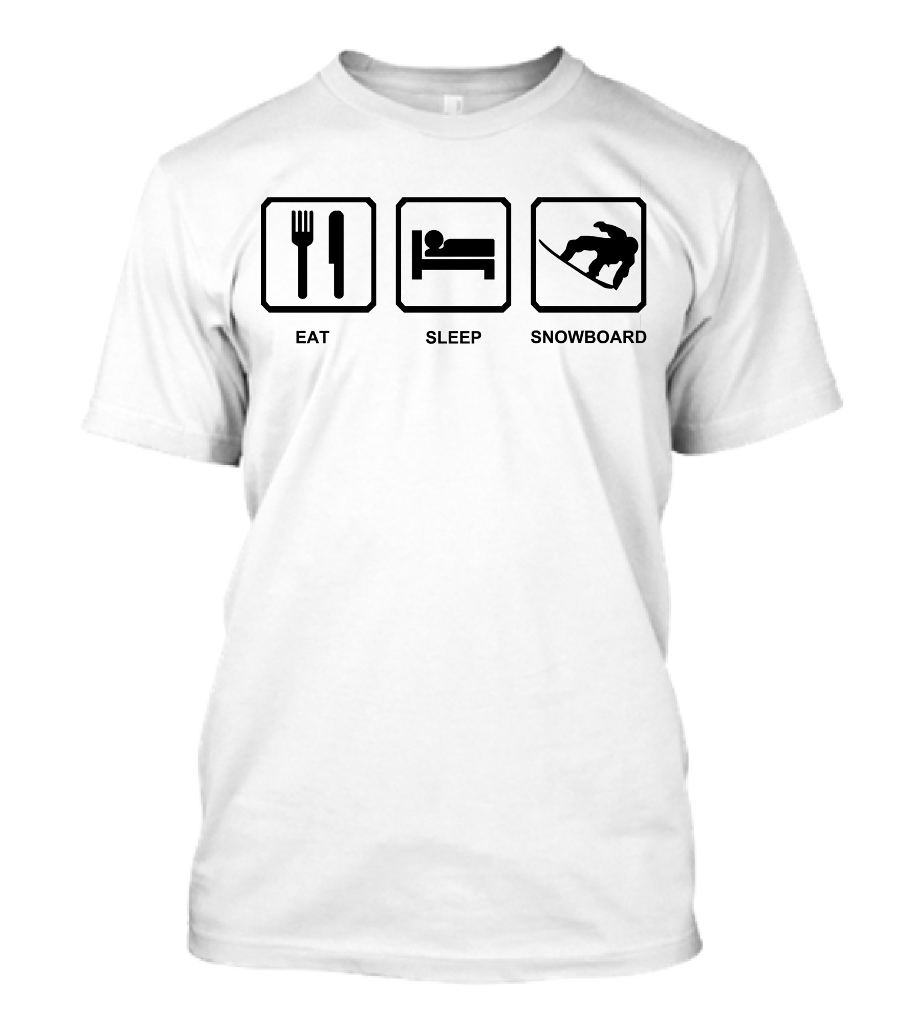 Eat Sleep Snowboard Mens Black Snowboarding Icons Wow T-Shirt