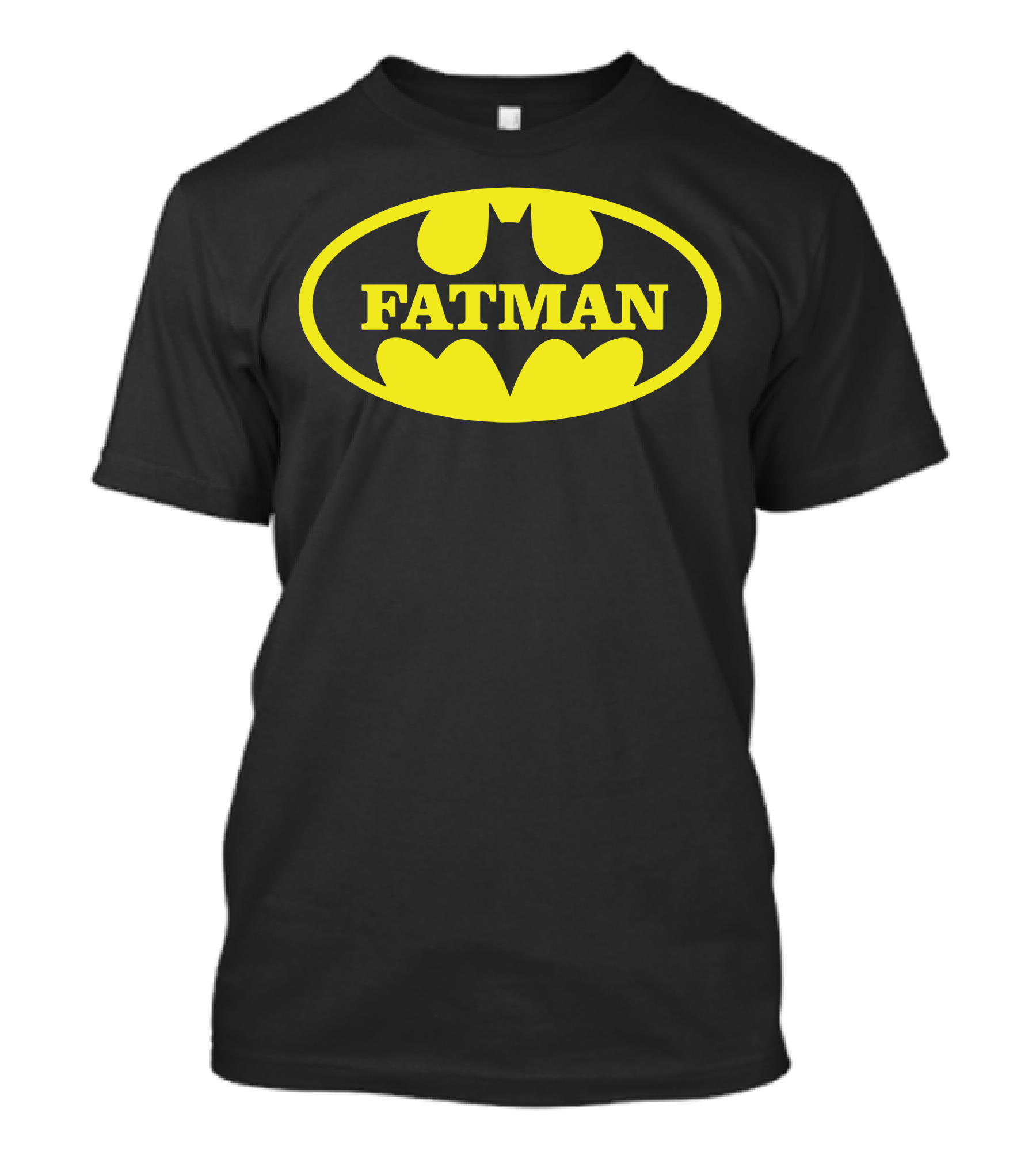 FATMAN Parody Batman Logo Yellow Text Oval T-Shirt