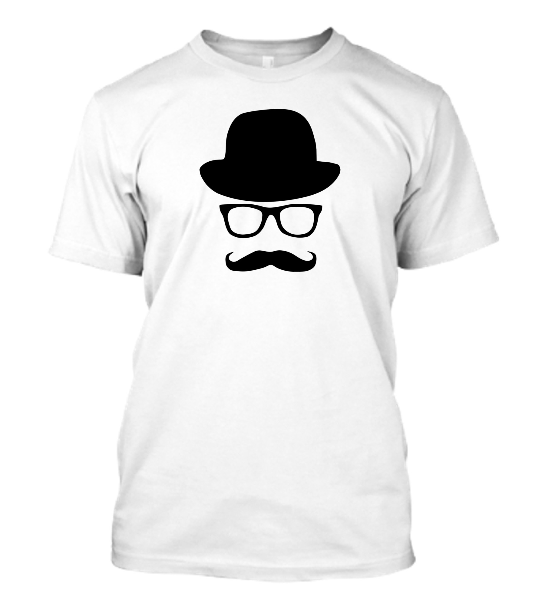 Hat Wayfarer Glasses Moustache Hipster Funny Geek Light T-Shirt