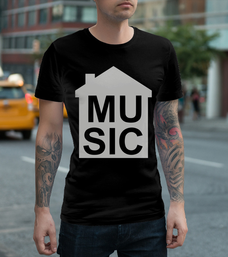 House Music Graphic Featuring House-Shaped Text T-Shirt