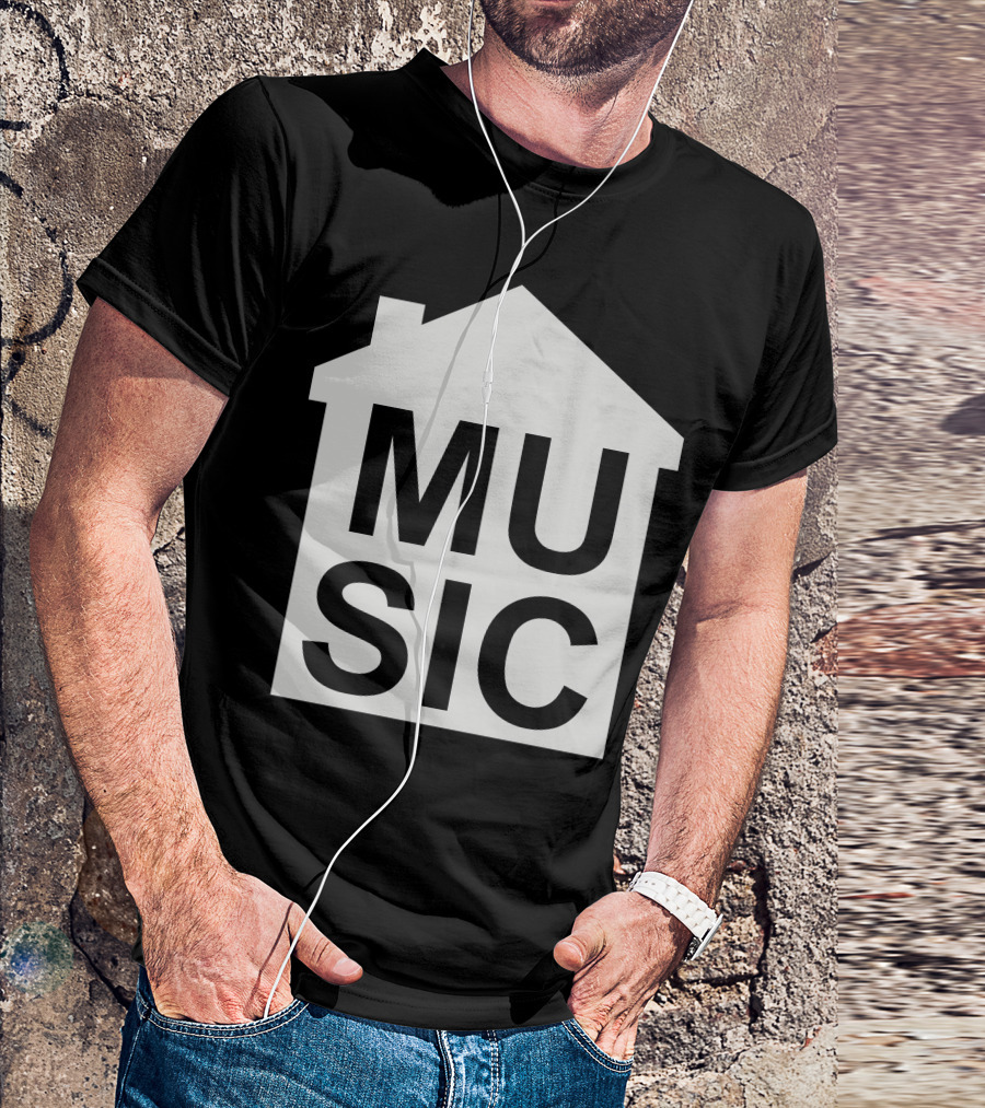House Music Graphic Featuring House-Shaped Text T-Shirt