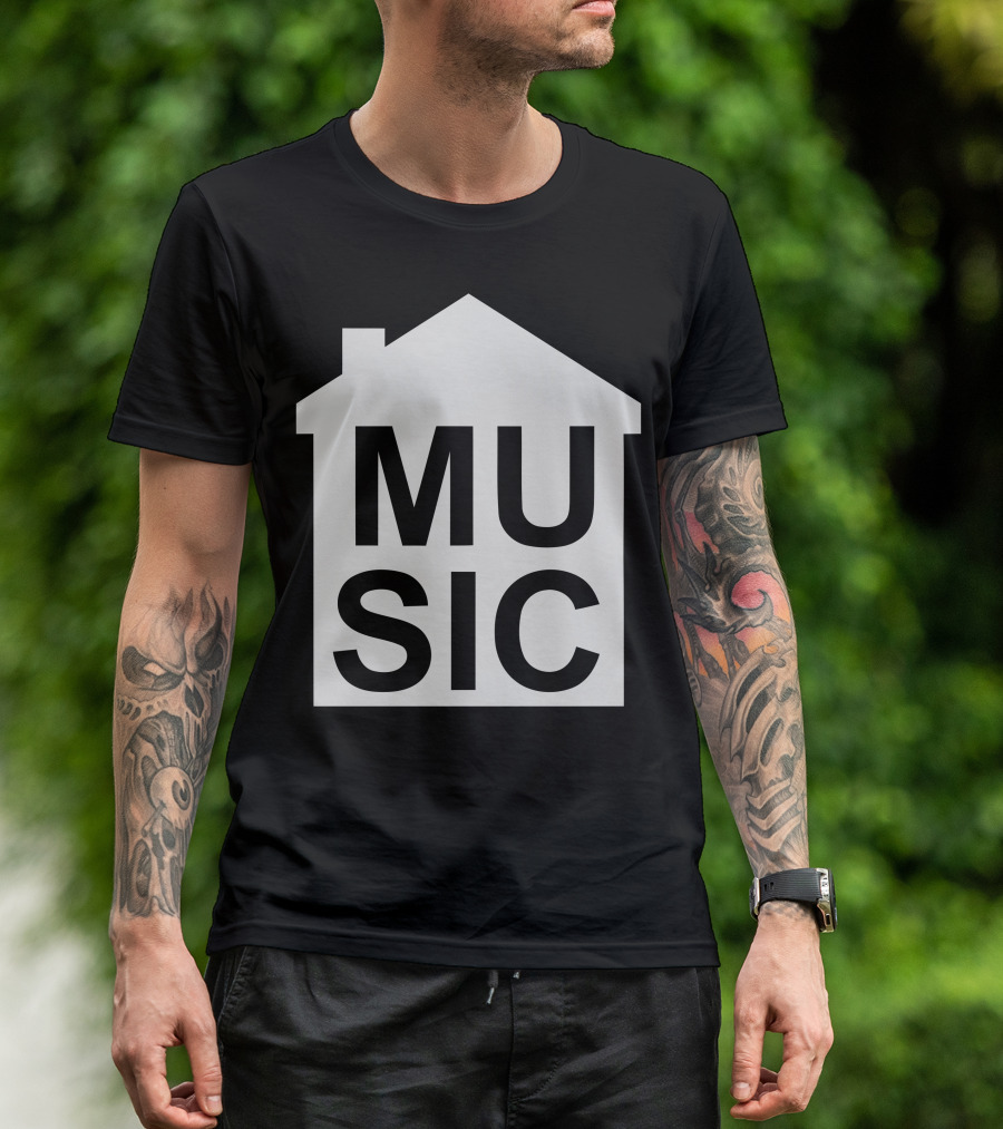 House Music Graphic Featuring House-Shaped Text T-Shirt