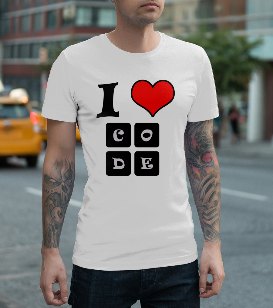 I Love Code Heart C O D E Blocks T-Shirt