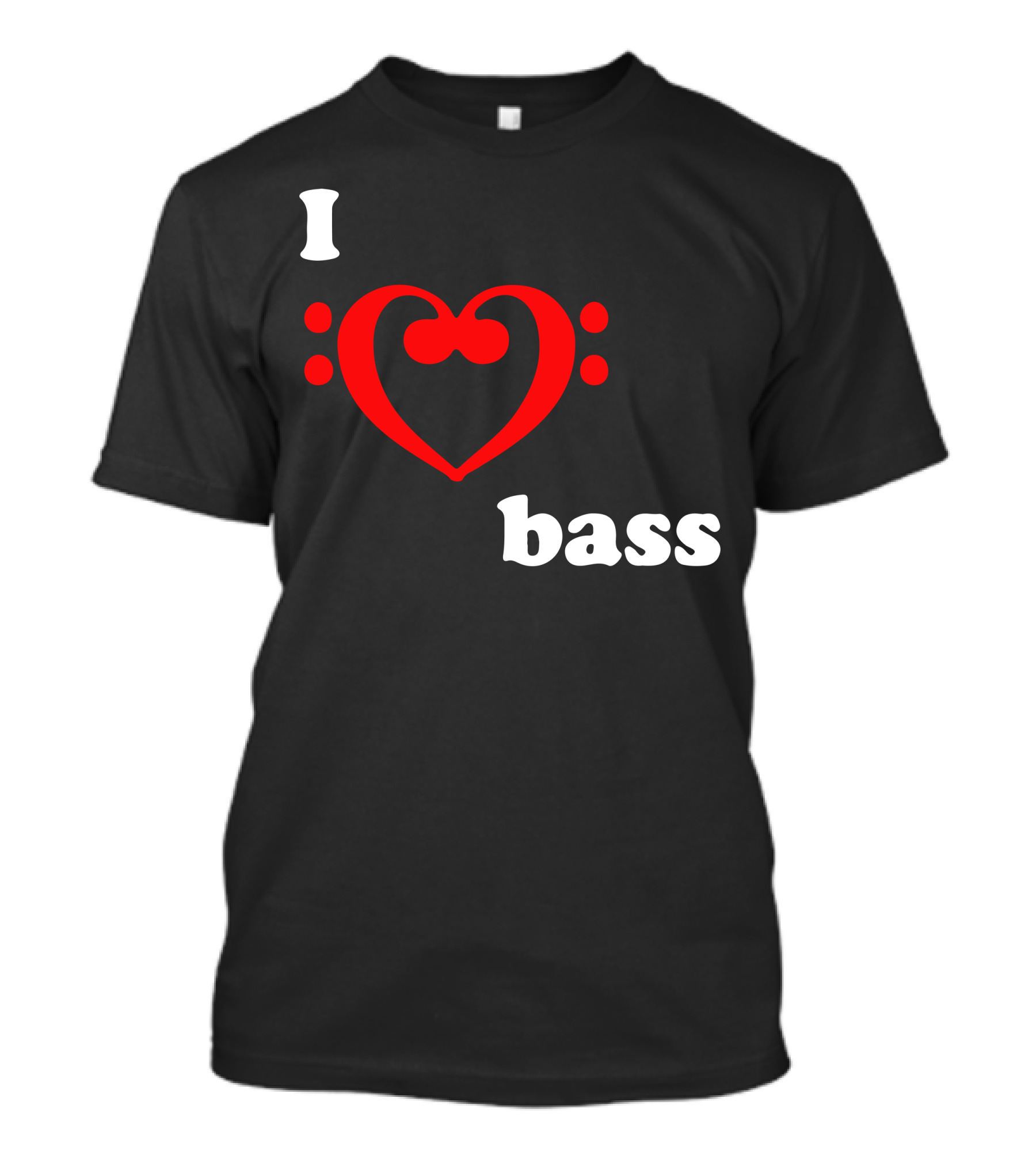 I Love Heart Bass Clef Symbol Music T-Shirt