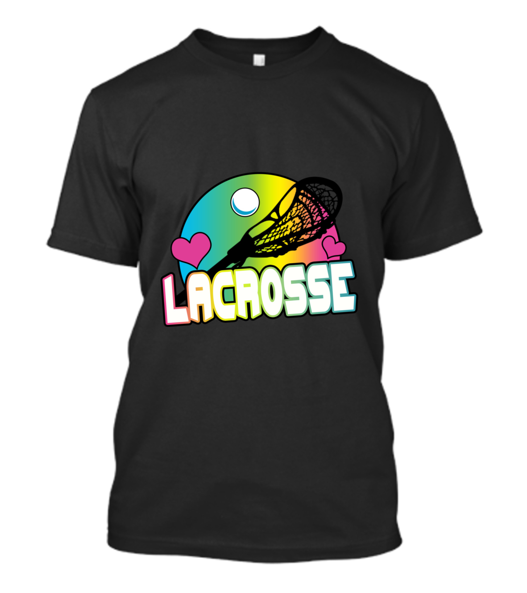 Neon Rainbow Lacrosse Heart T-Shirt