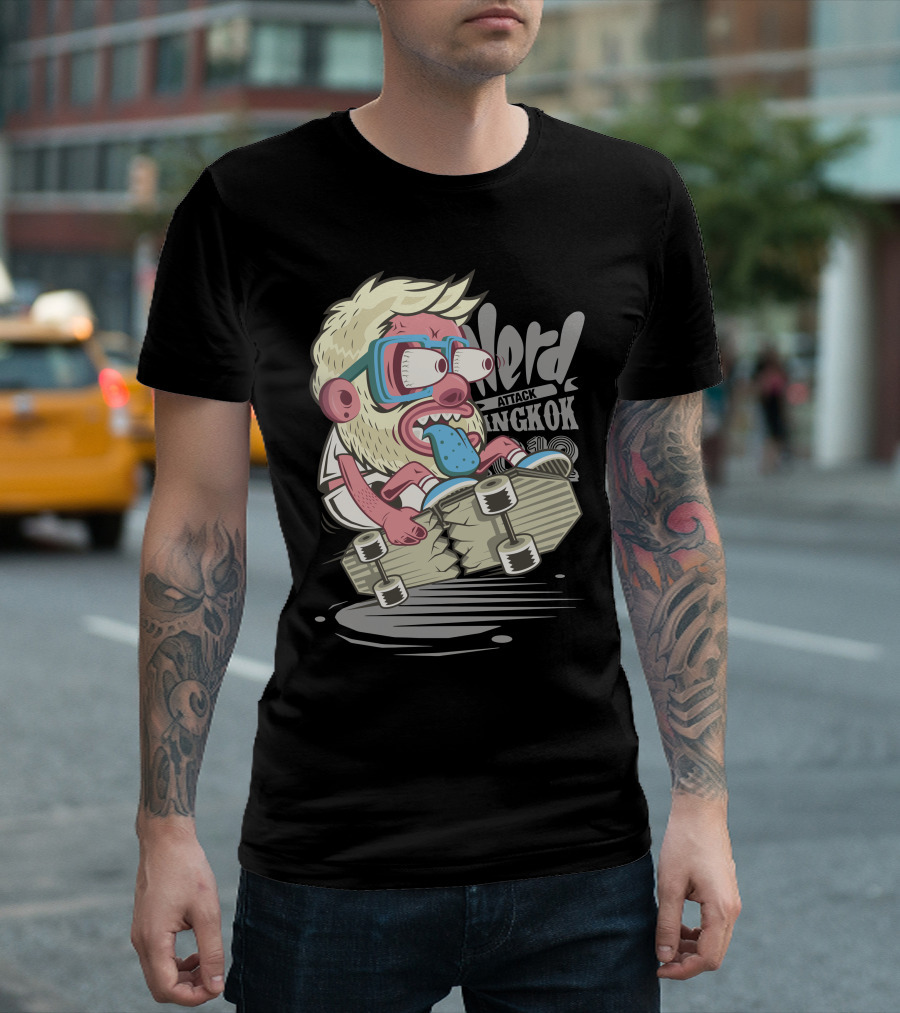 Nerd Attack Bangkok Skateboarding Monster T-Shirt