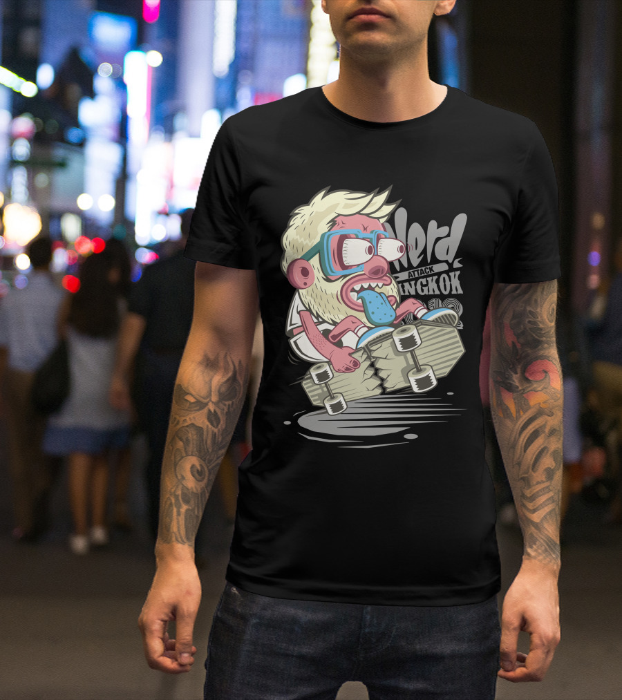 Nerd Attack Bangkok Skateboarding Monster T-Shirt