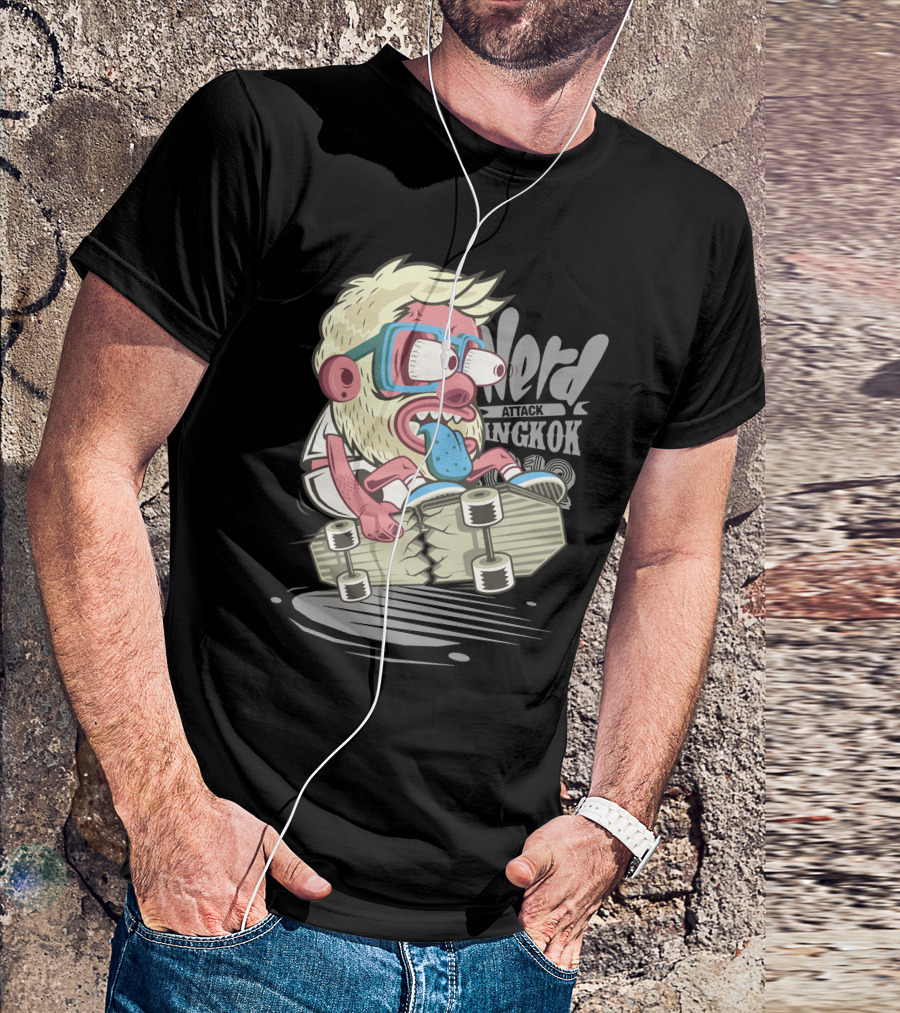 Nerd Attack Bangkok Skateboarding Monster T-Shirt