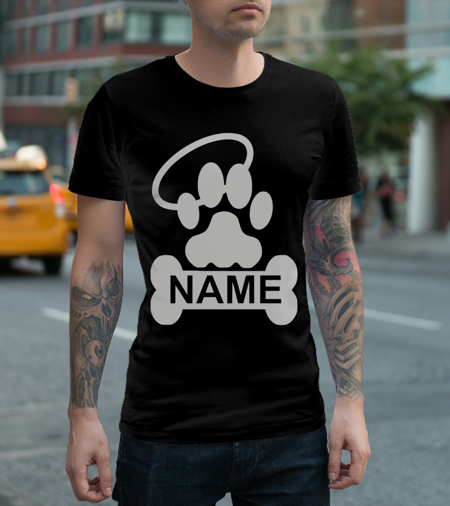 Personalized Paw Halo Custom Name Bone T-Shirt