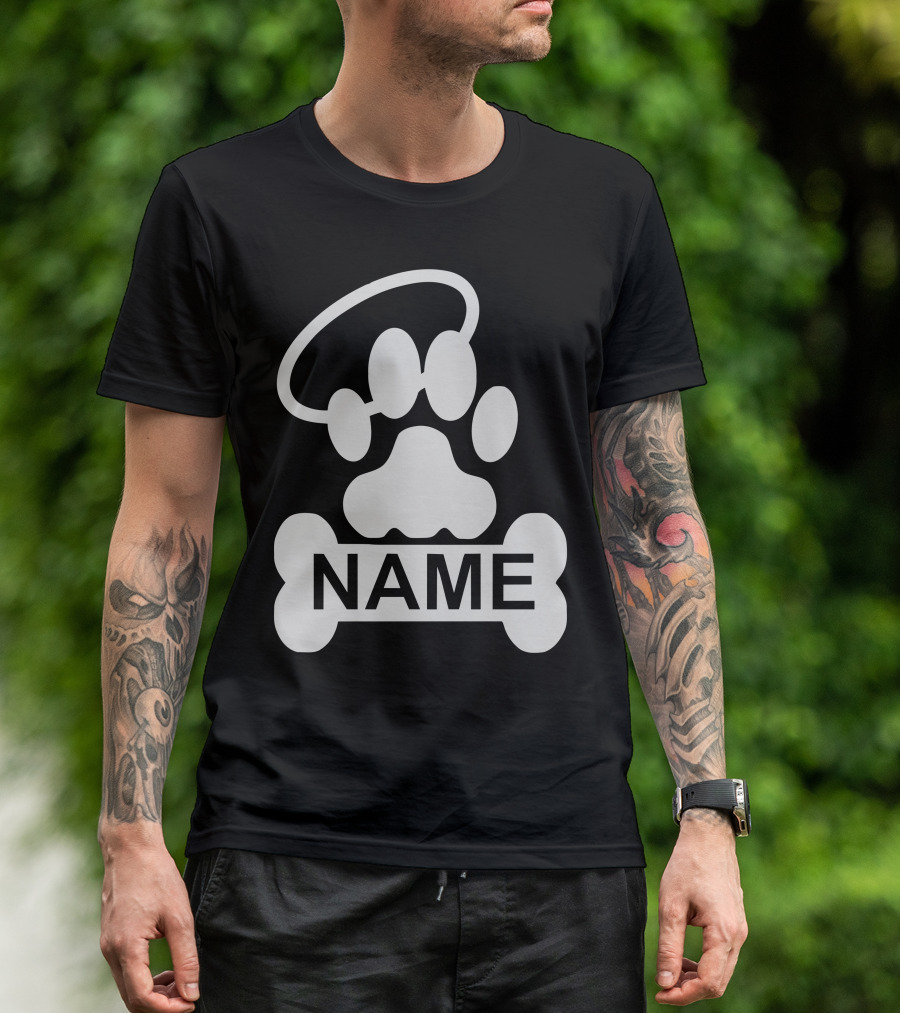 Personalized Paw Halo Custom Name Bone T-Shirt