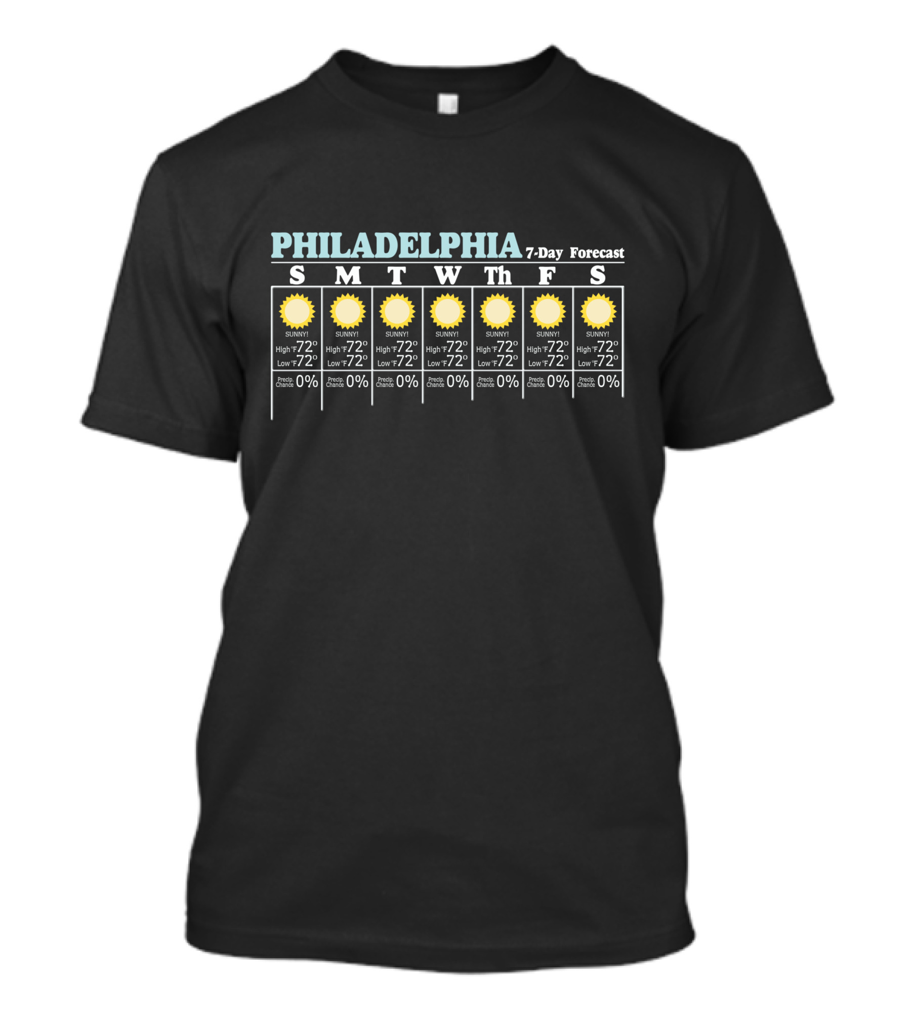 PHILADELPHIA 7-Day Forecast Sunny High 72 Low 72 T-Shirt