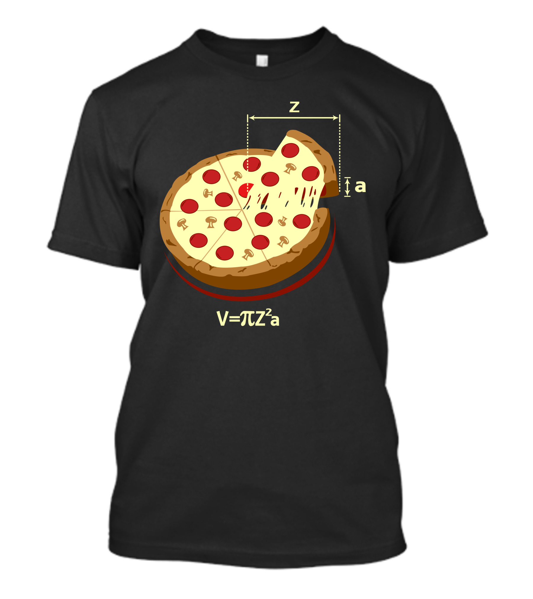V Equals Pi Z Squared A Pizza Math T-Shirt