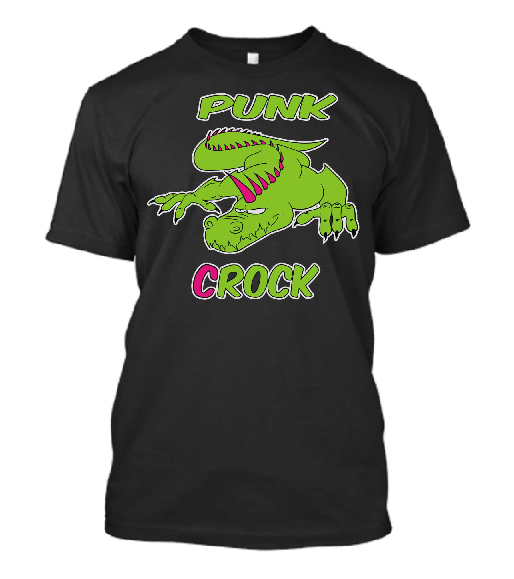 Punk Crock Crocodile With Pink Spikes T-Shirt